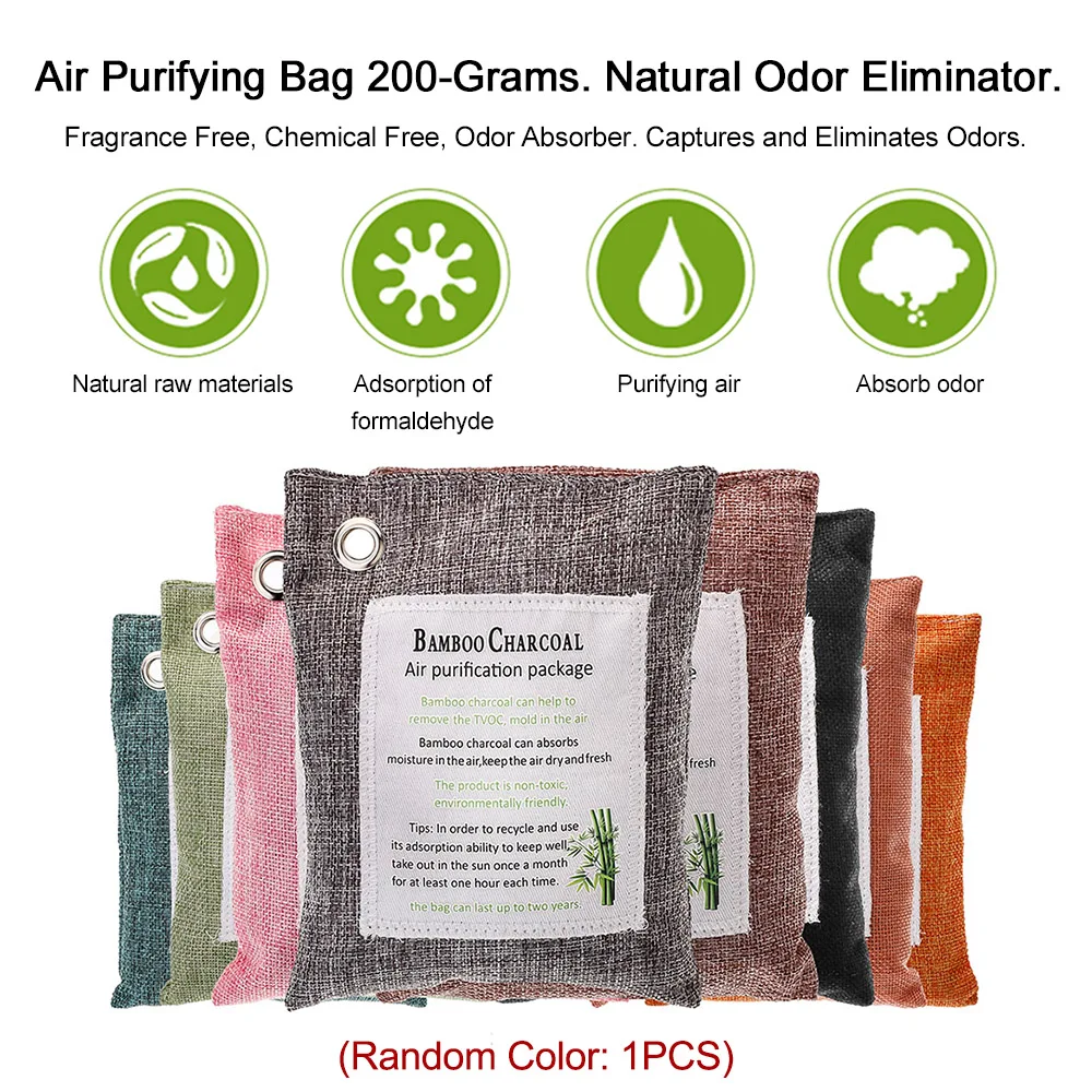

Car Air Purifying Bag 200-Grams Natural Odor Eliminator Fragrance Free Chemical Free Odor Absorber Captures and Charcoal Color