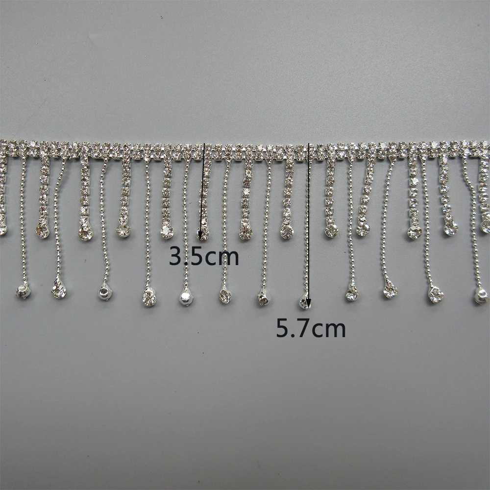 1 ярд 57 мм Стразы Лента с кисточками Серебряная цепочка с кристаллами пояс для невесты аппликация свадебное платье ожерелье ручной работы