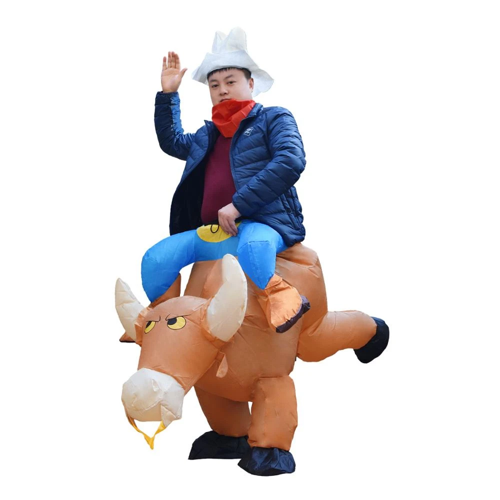 Adult Big Ride Farmer Cow Bull Fancy Dress Costume Suit with Mock Legs Adult Big Ride Farmer Cow Bull Fancy Dress Costume Suit with Mock Legs