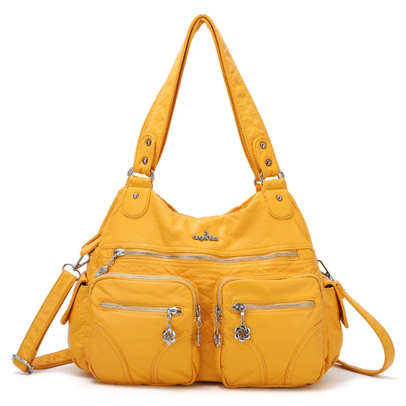 

2019 Luxury Women high quality Soft PU Washed Leather Durable Hobo Bags Female Leisure Large Shoulder Bag Ladies Casual Handbag