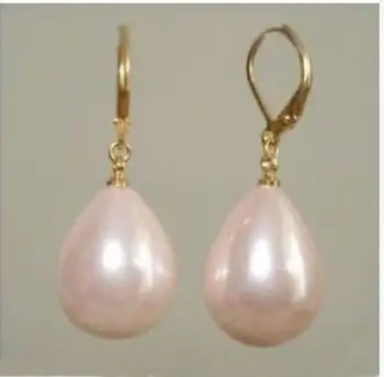 

HUGE Beautiful AAA 16mm south sea Shell PINK drip Pearl Dangle Earring 14 k