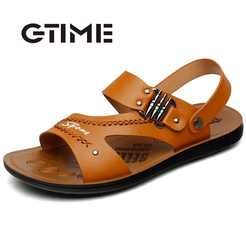 

2016 New Men Summer Sandals New Open Toe Slip-on Men Flats Sandals Solid Khaki Yellow Causal Beach Shoes Man#ZH93