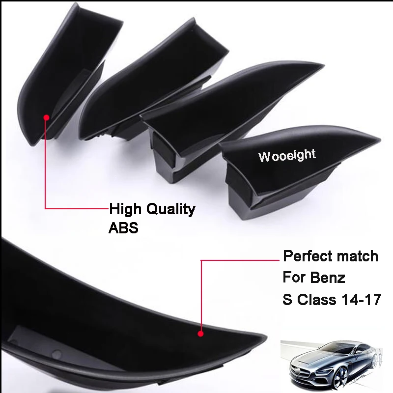 4Pcs For Mercedes Benz S Class 2014-2017 Car Armrest Box Door Handle Storage Glove Box Holder Container Organizer (7)