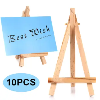 

Newly Multifunctinal 10pcs Mini Wooden Cafe Table Number Easel Wedding Place Name Holder Mobile Stand VA88