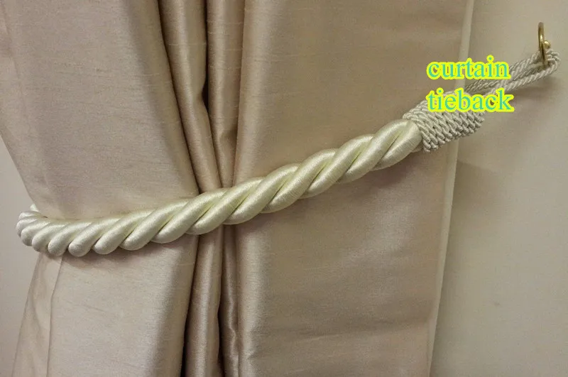 2 Pairs Stunning Gold Thick Large Rope Satin Curtain Twisted Drape
