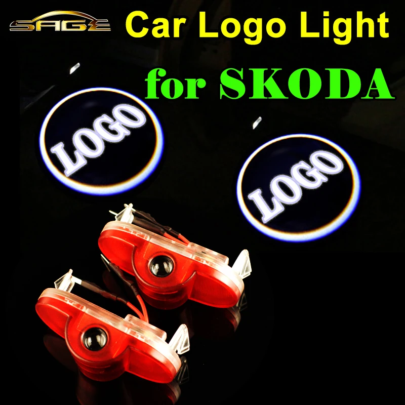 Бегемот 2 х Автомобильный Дверной светильник светодиодный приветственный светильник s лазерный логотип лампа для SKODA