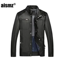 Aismz Faur font b Leather b font Winter font b Jacket b font font b Men