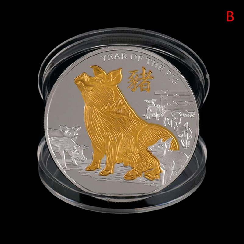 Памятная монета Lucky Fu Pig год поросенка доставляет монеты художественная коллекция подарок на год позолоченное серебро