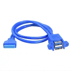 50 см 19 pin 20Pin женский заголовок USB к Dual USB 3,0 Tyep женский кабель двухэтажные разъем USB3.0 сплиттер винт для кабеля отверстие