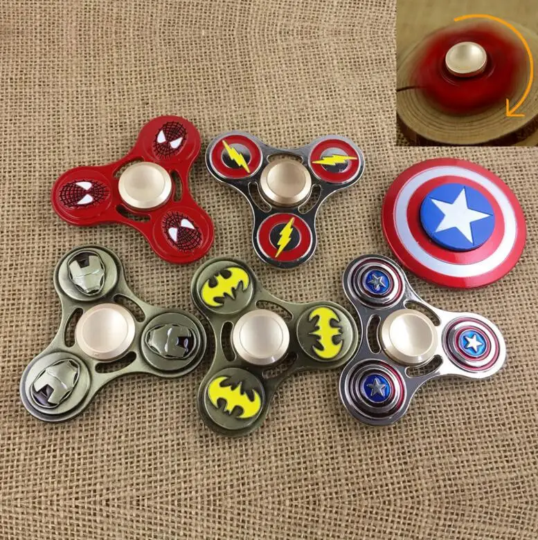 EDC Titanium Alloy Hand Fidget Spinner Triangular Quiet Patterned Batman Captain America Iron man Spiderman Universe
