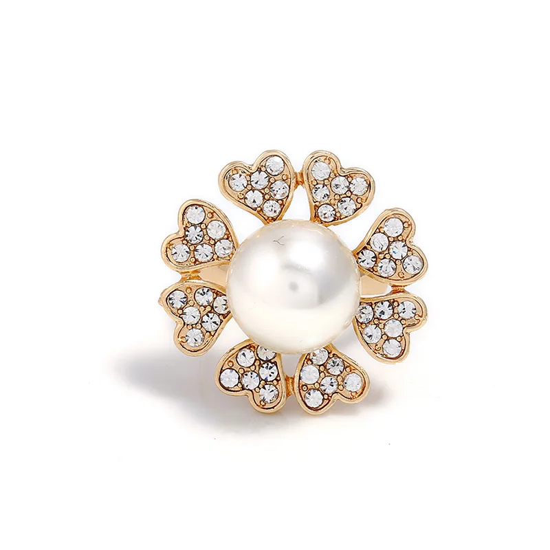Simulated Pearl Rings For Women r With CZ stone Wedding Engagement Band Ring