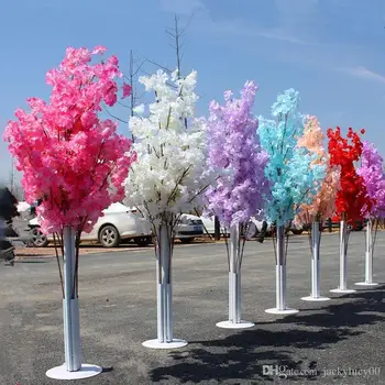 

150CM Tall Upscale Artificial Cherry Blossom Tree Runner Aisle Column Road Leads For Wedding T Station Centerpieces Supplies