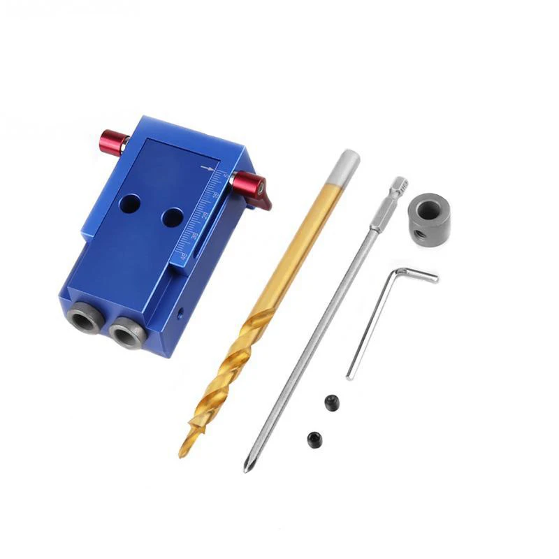 

Mini Pocket Slant Hole Jig System Kit with Step Drilling Bit Wood Work Tool Set