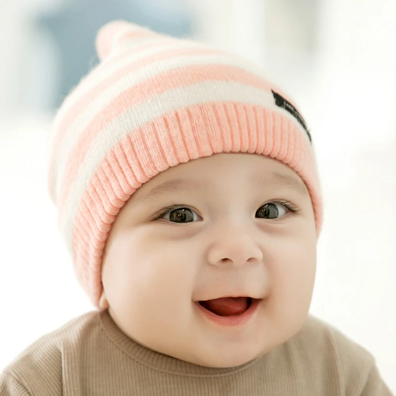 CieiK Newborn Photography Props Soft Baby Hat Warm Children Winter Cap Boys Girls beanie Infant Striped Muts Baby Accessories (8)