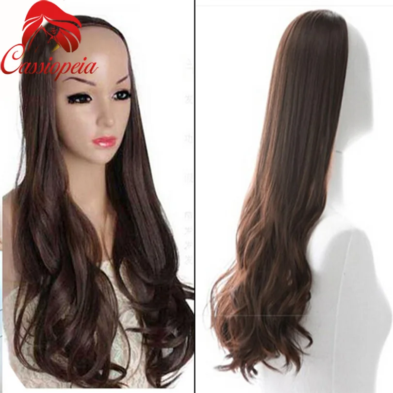 Wavy Human Hair Half Wigs Virgin Brazilian 3 4 Remy Human Hair