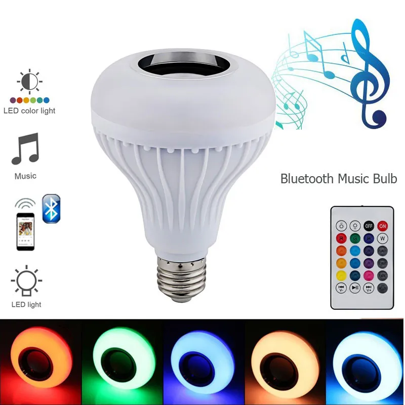 2018 LED Bulb E27 RGB Lamp with Sound Lampada Bluetooth Light Bulb