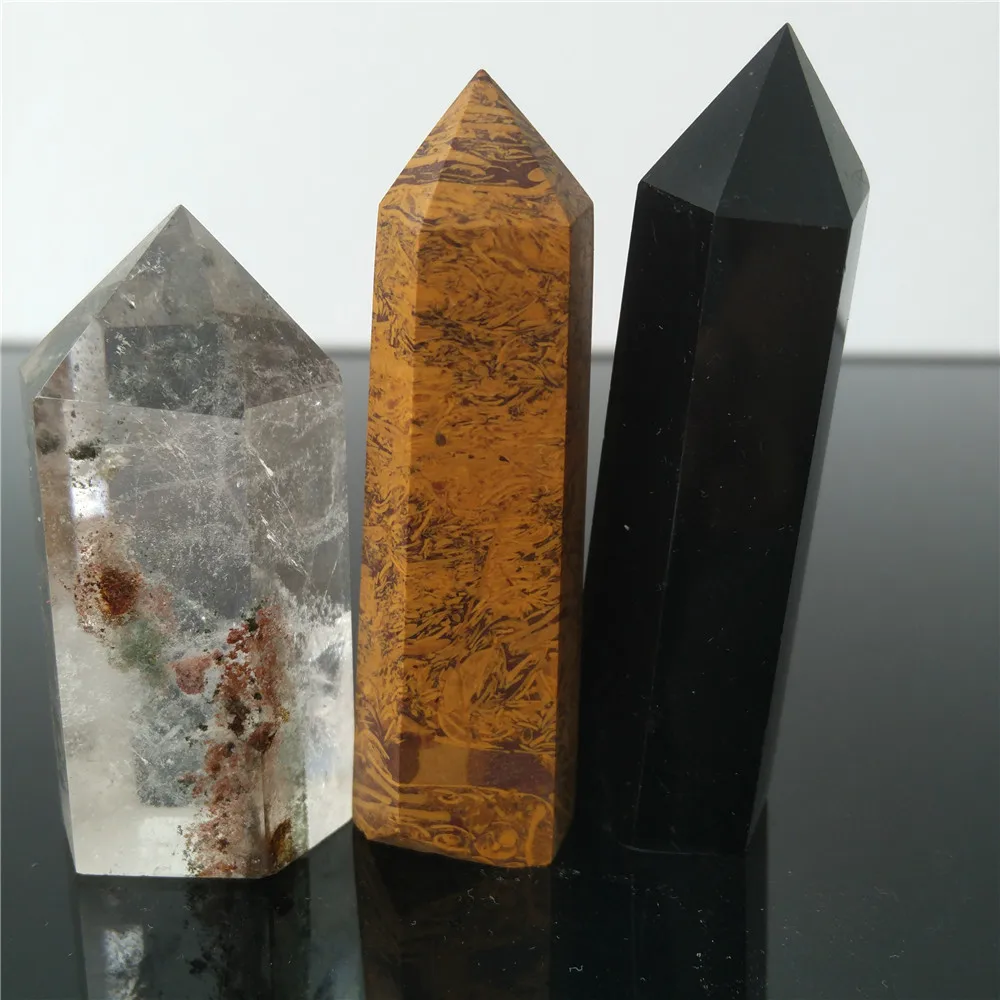 Natural Gemstone Red Jasper Stone Obelisk Healing Crystal Quartz Point Wand 