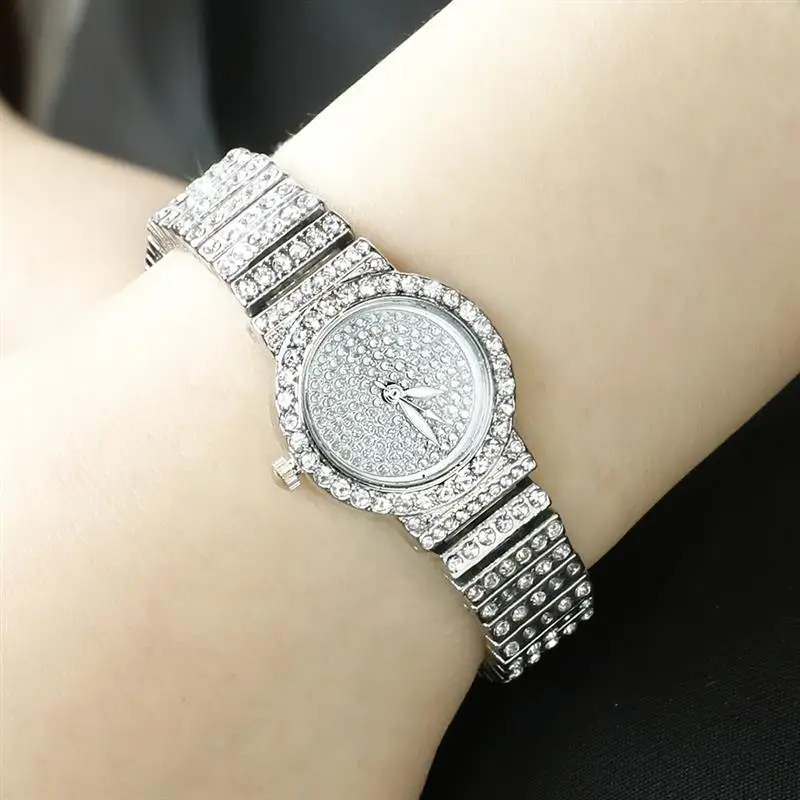 

New Fashion Bracelet Watch For Women Bling Diamond Stainless Steel Quartz Wristwatch Ladies Luxury Elegant Watches