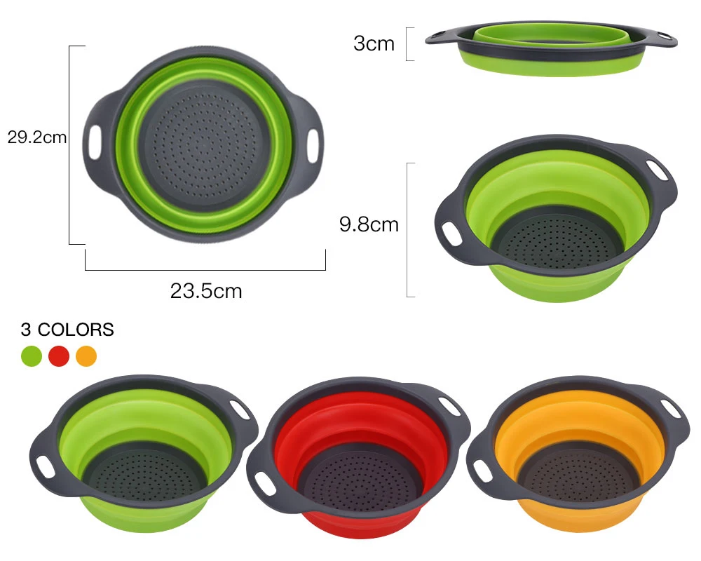 Складной силиконовый дуршлаг фруктовый Овощной промывочный фильтр для слива корзина ситечко складной дуршлаг с ручкой кухонные инструменты