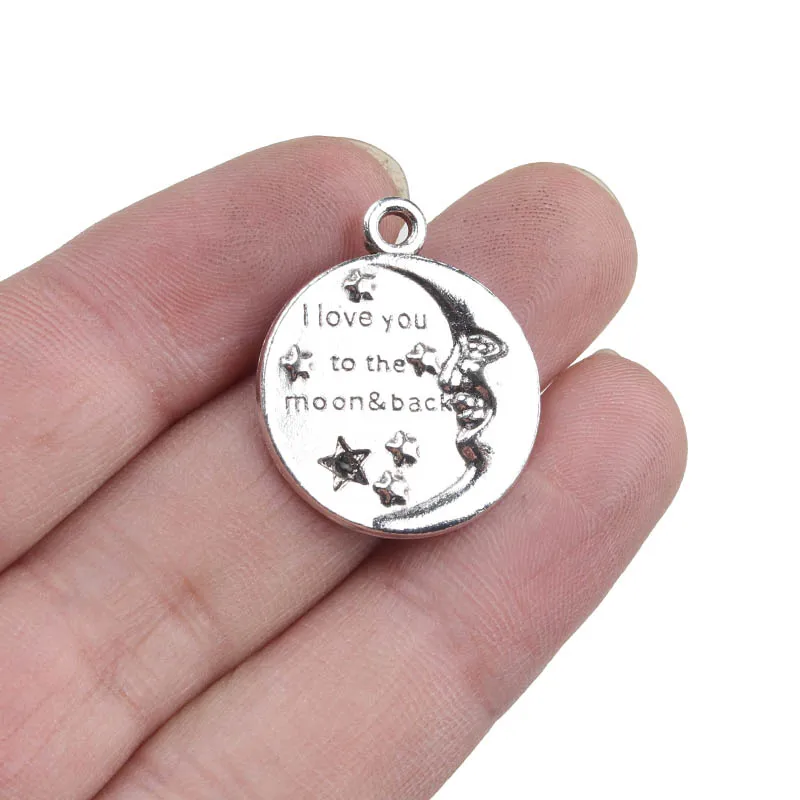 

10pcs/lot Cute Stars Moon Charms Antique Silver Tone Love Words Letters Charms For Jewelry Findings Making Wedding Designs