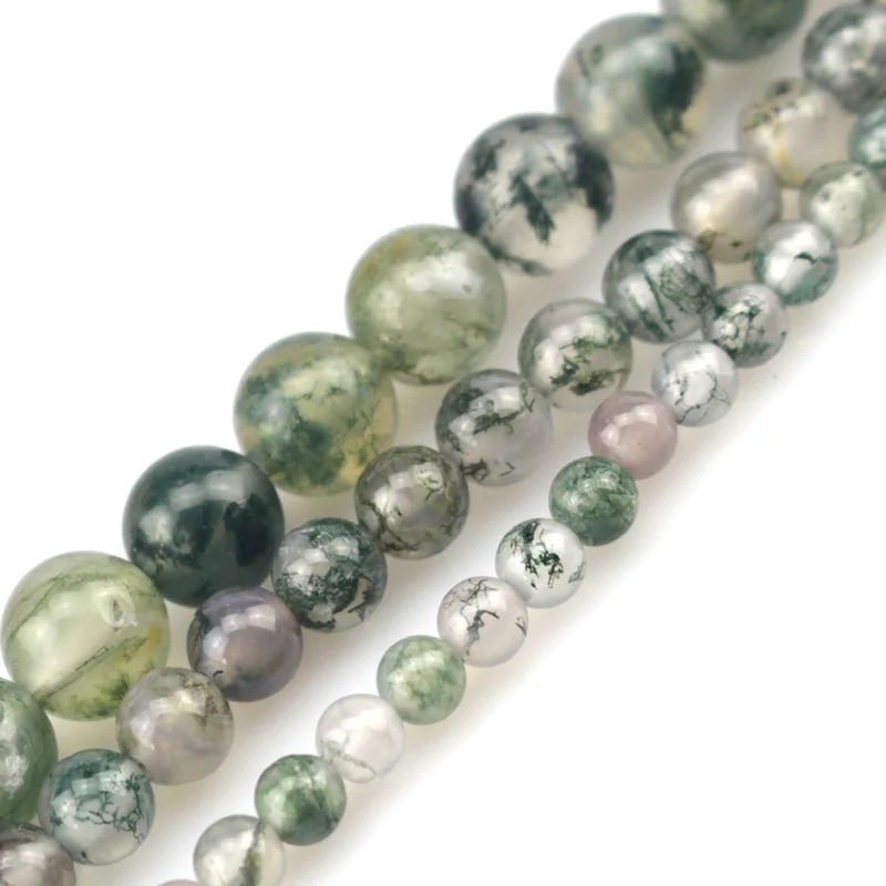 round natural moss agate stone beads natural gemstone beads DIY loose