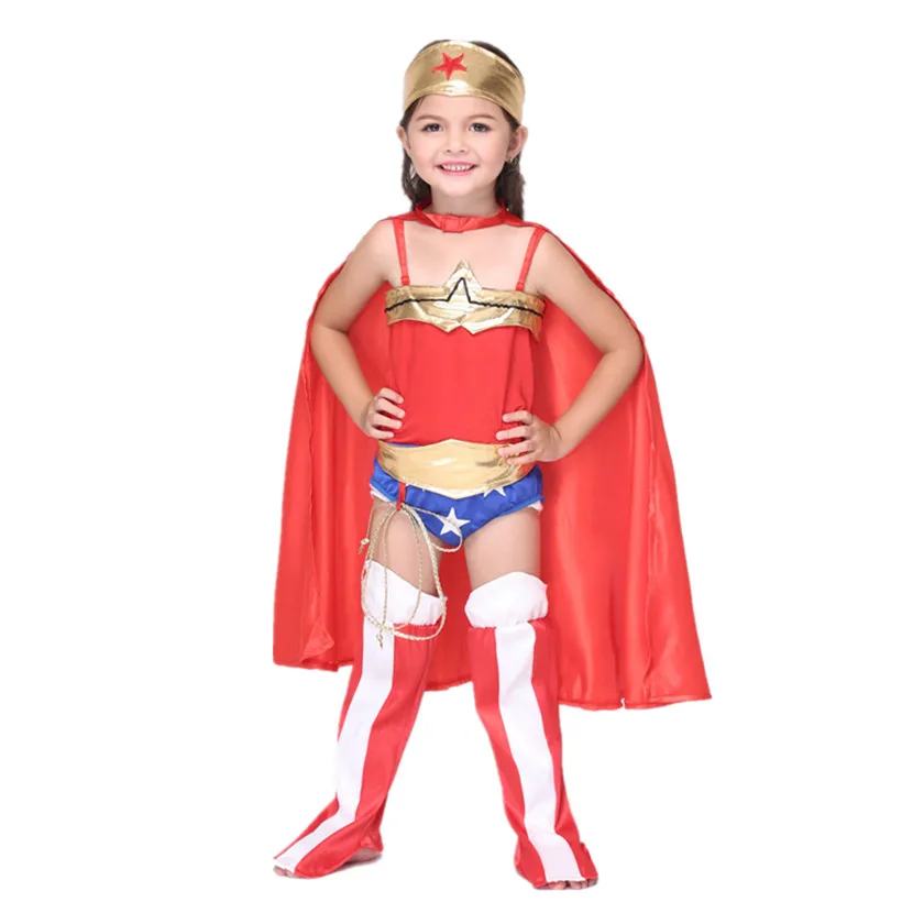 Buy 2017 6pcs Girls Superman Cosplay Costumes Halloween Superman Wonder Woman