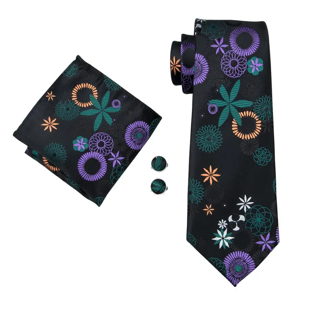 LS-1677 Барри. ван 2017 Для мужчин галстук комплект шелк Gravata цветочный Галстук Ханки Запонки для свадьбы Бизнес нарядная одежда, Бесплатная