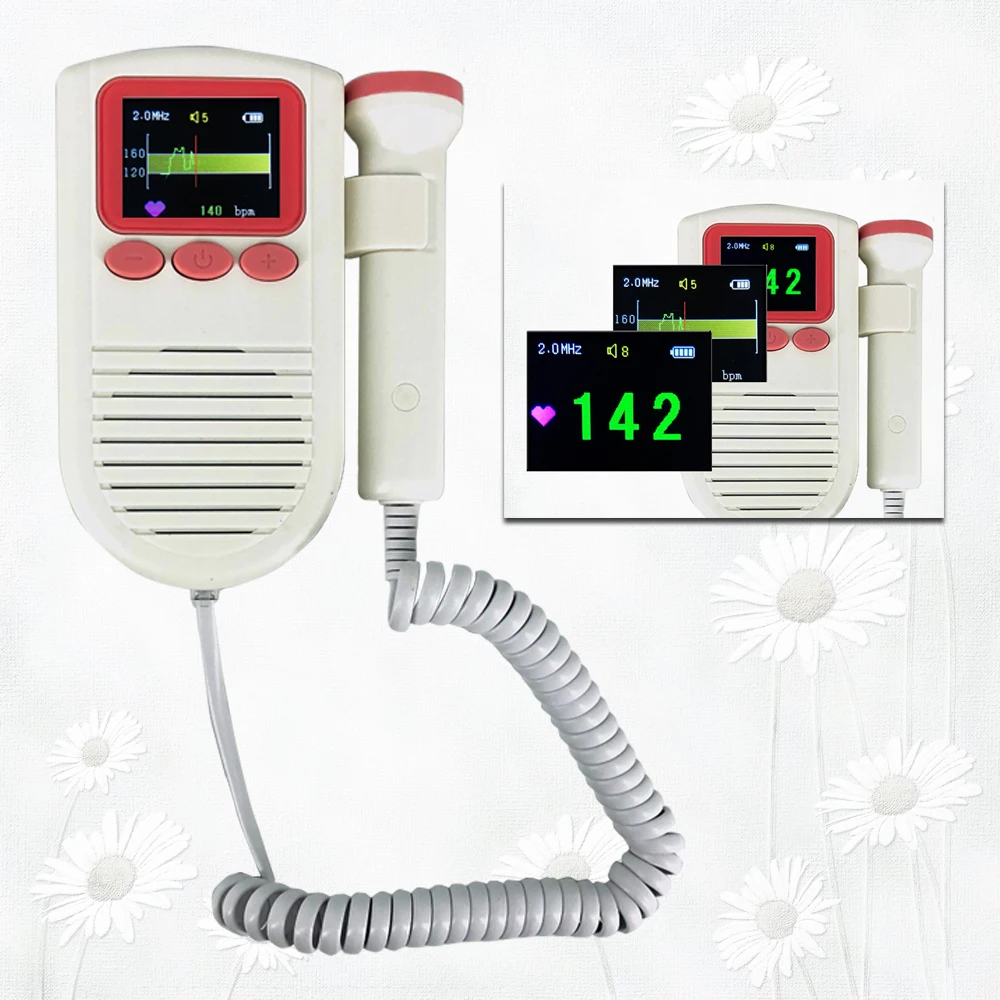

Added 2MHz probe Alarm Function & FHR Curve LCD display Fetal Doppler Portable ultrasound fetal heart monitor
