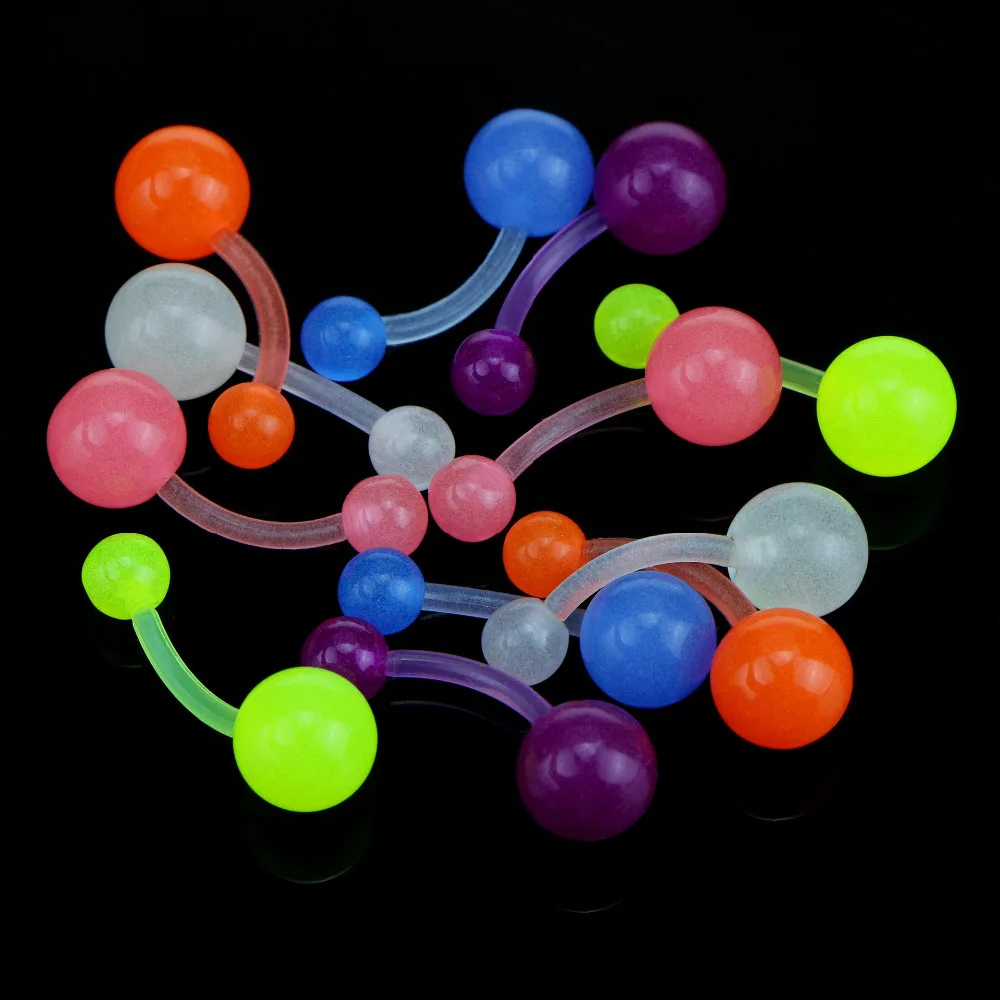

10pcs/lot Night Glow Women's Fashion Belly Button Rings Navel Barbell Piercing Ombligo Body Jewelry Wholesale