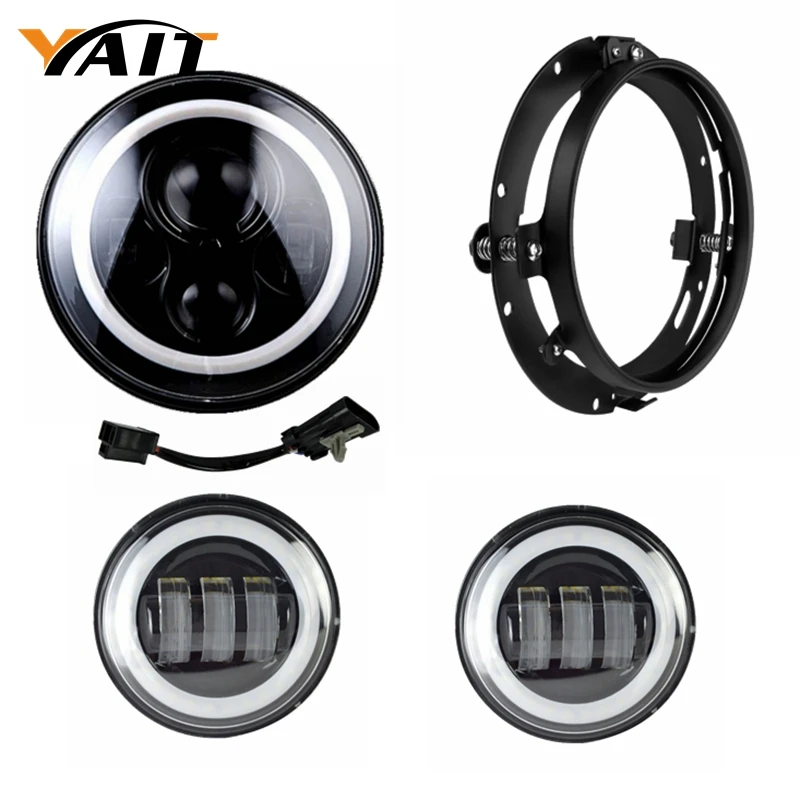 Yait мотоцикл 7 &quotсветодиодные фары + 4 5&quot Противотуманные ближнего света