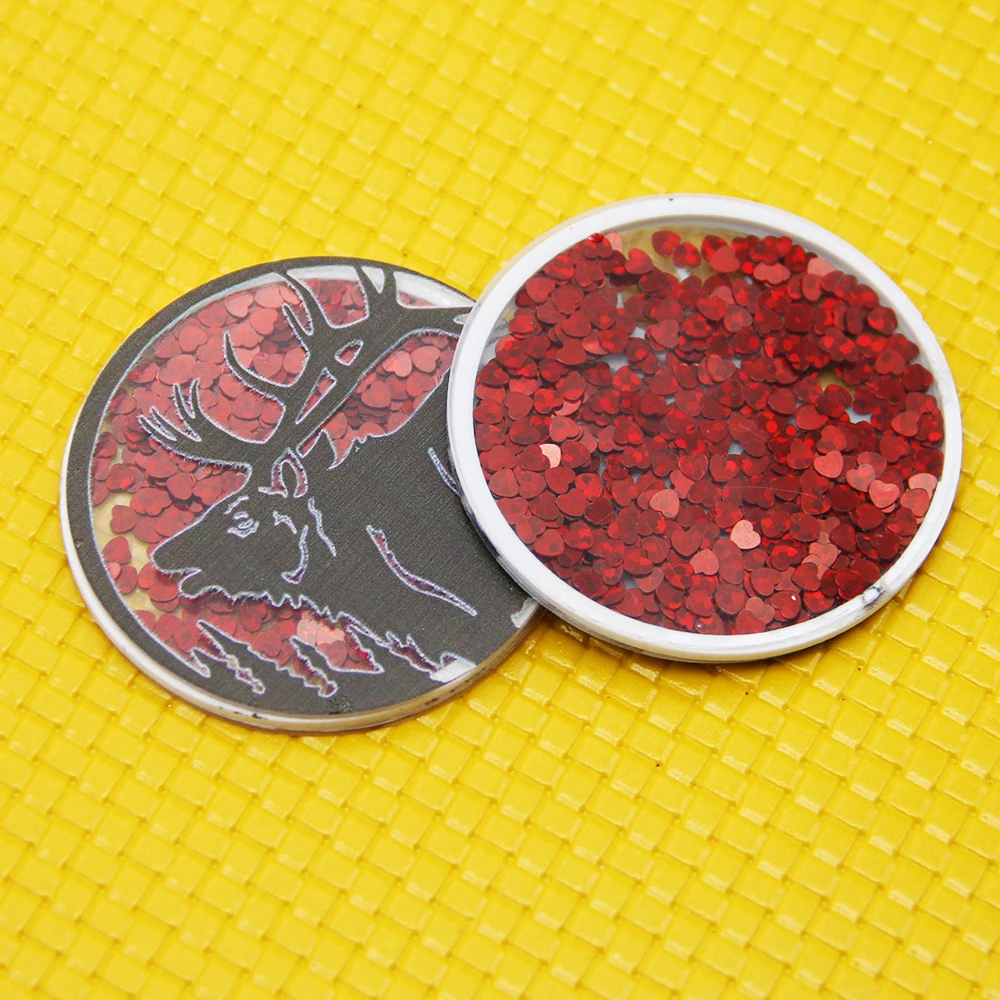 

New 50x50mm Christmas Tree Deer Transparent Plastic Resin with Sequins DIY Make Hair Clip Craft Handmade Phone Decor,5Yc7192