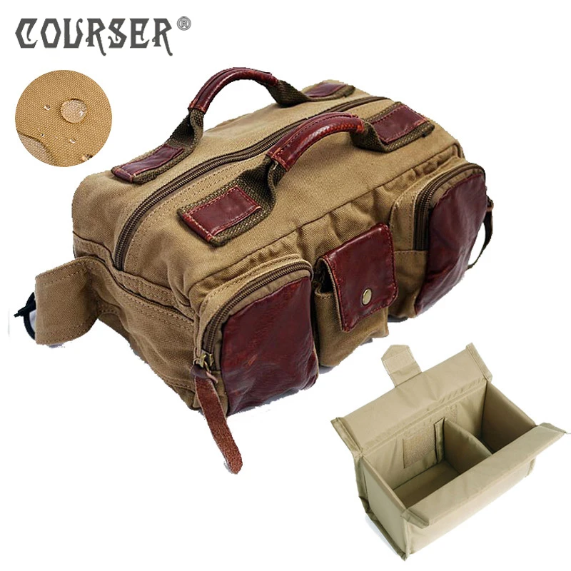 

COURSERR Photography Waist Packs with Paitition Padded Canvas DSLR Digital Photo Camera Waist Packs Waist Bag for Outdoor Travel
