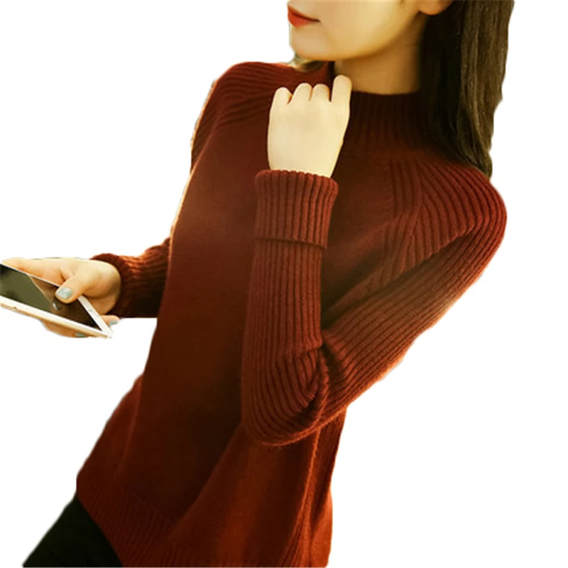 Autumn Winter large Size Women Costumes Casual Knitted Sweater Big Fenmale Sweter Long Sleeve Pullover D843 | Женская одежда