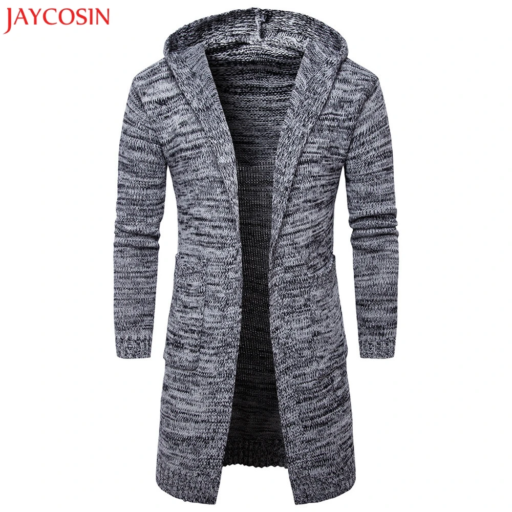 Мужской осенне зимний облегающий вязаный свитер JAYCOSIN с капюшоном модный