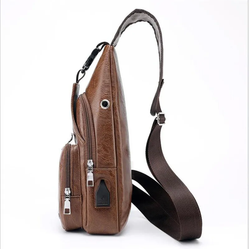 Новая мужская нагрудная сумка для путешествий, мужская сумка через плечо, сумка-мессенджер из искусственной кожи, сумки через плечо, диагональная USB посылка
