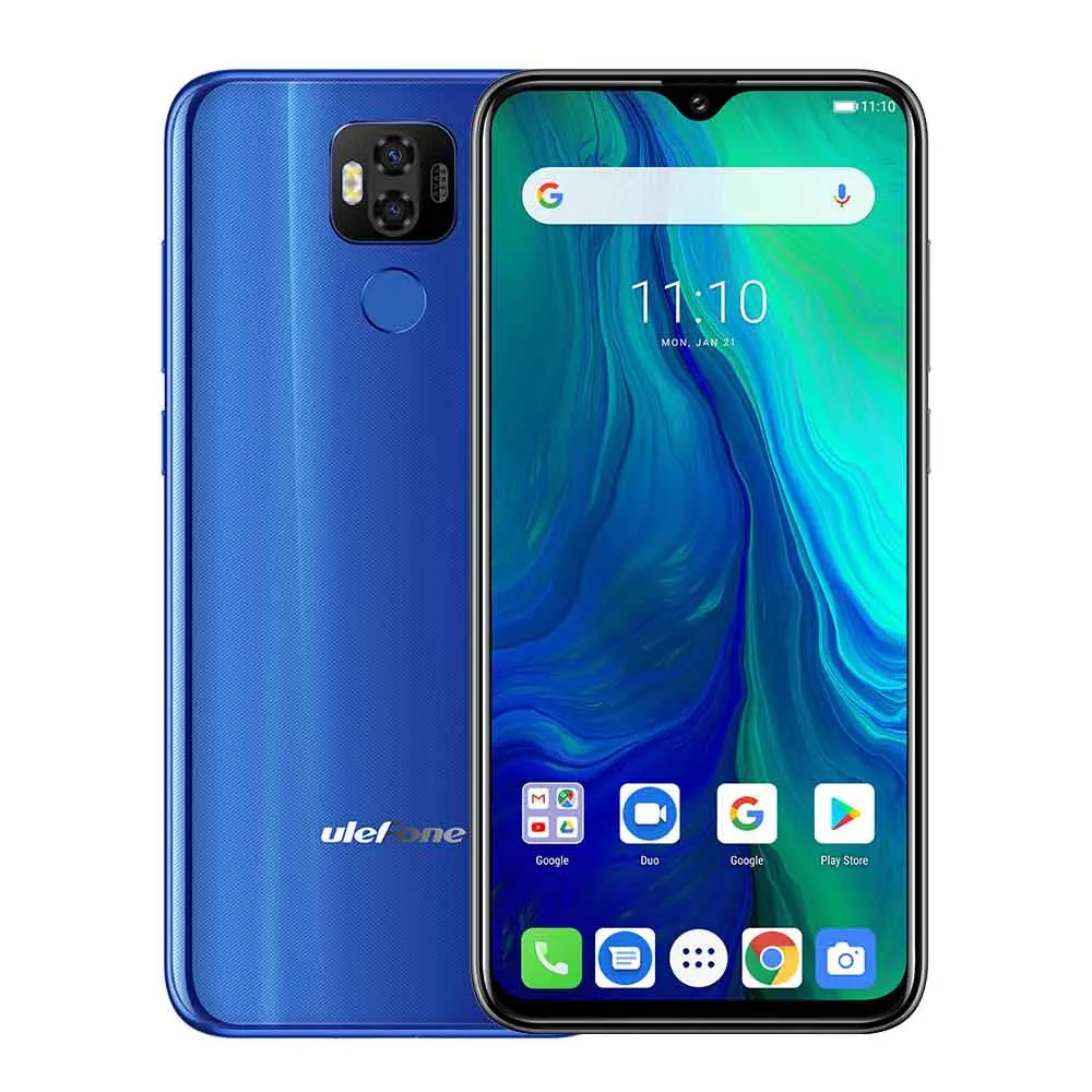 Ulefone power 6, 4 Гб ОЗУ, 64 Гб ПЗУ, четыре ядра, Android 9,0, 4G, мобильный телефон, 6,3 дюйма, 6350 мАч, большая батарея, разблокировка лица, OTG, NFC, смартфон - Цвет: Blue