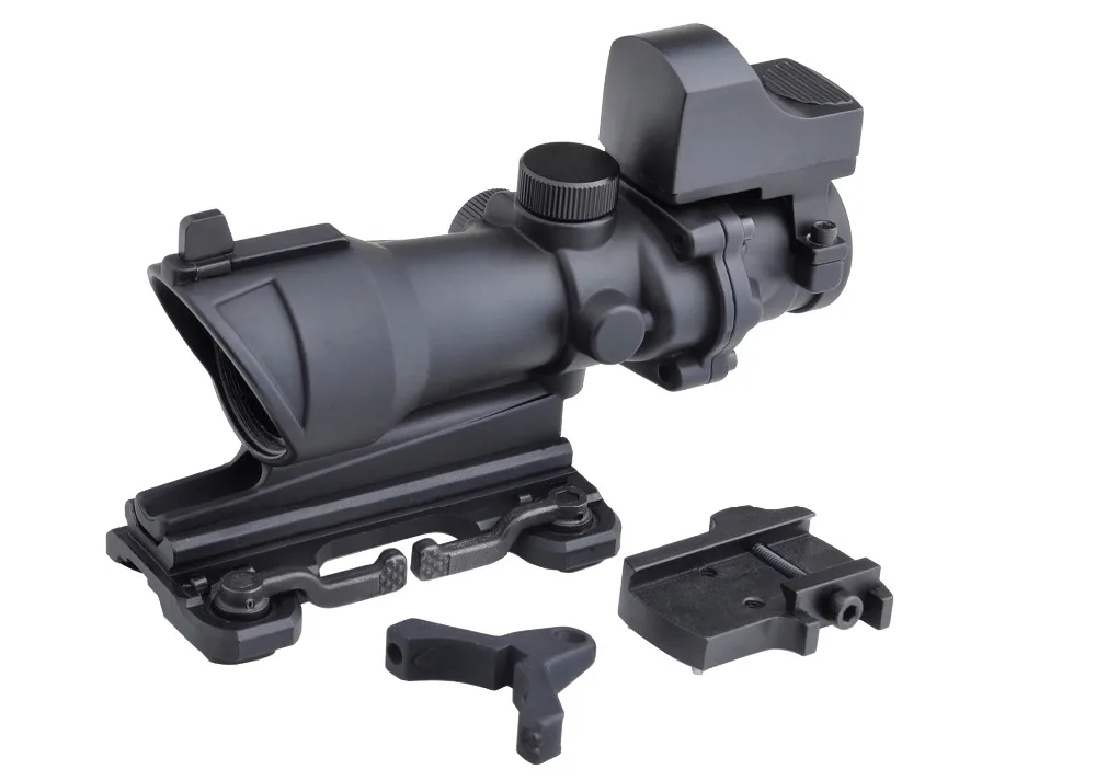 

ACOG 4x32 Optical Rifle Scope and Mini Red Dot Real Red Optic Fiber Imager For hunting QD Mount 1 set
