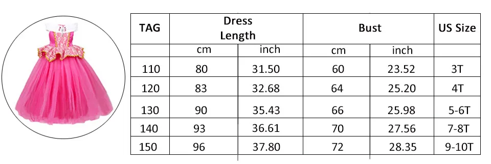 PaMaBa/Детское платье принцессы Авроры на день рождения; карнавальный костюм Спящей красавицы для девочек; Рождественский подарок; нарядное платье
