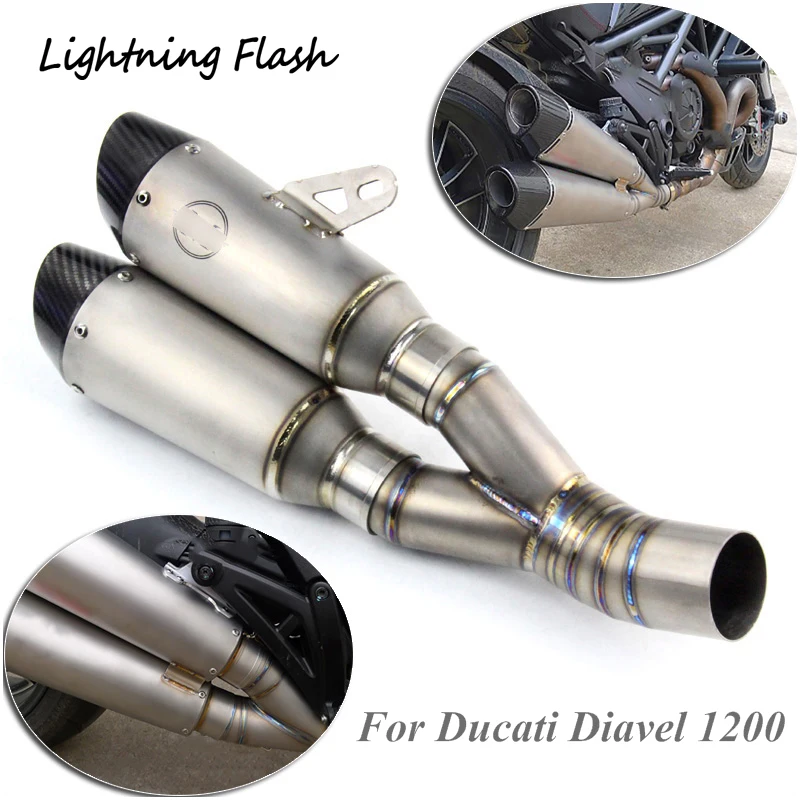 

For Ducati Diavel 1200 Titanium Alloy Exhaust Tail Pipe + Mid Link Pipe Whole Set for Motorcycle Exhaust System Modified Slip On