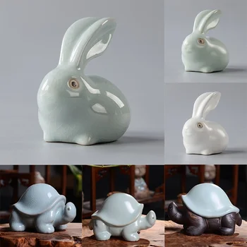 

Cute Ceramic Rabbit Figurine Ornaments Accessory Household Garden Decoration Ceramic Crafts Figurines Miniatures tea PETS