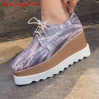 

2019 big size waterproof square toe high thick bottom sheep leather lace up beauty girls gorgeous mixed colors fairy pumps L8f1