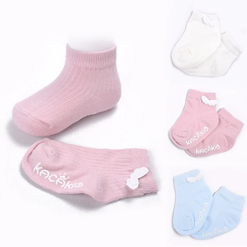 Cute Newborn Baby Socks Calcetines Cotton Angel Wing Infant Toddler Anti Slip Socks For Baby