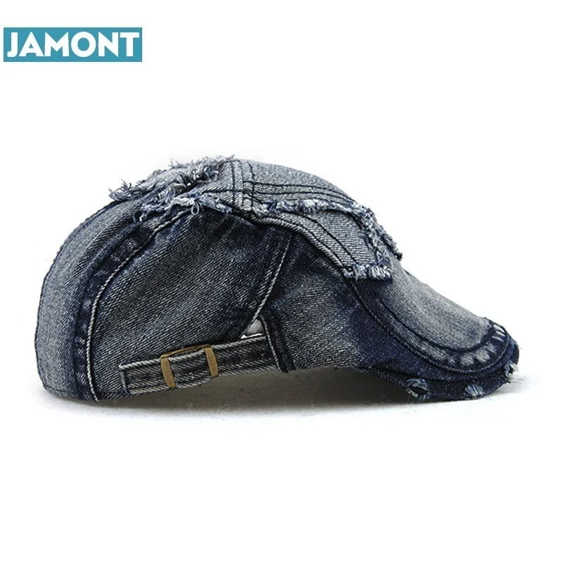 Ковбойская Кепка JAMONT унисекс винтажная Джинсовая шапки береты с вышивкой для