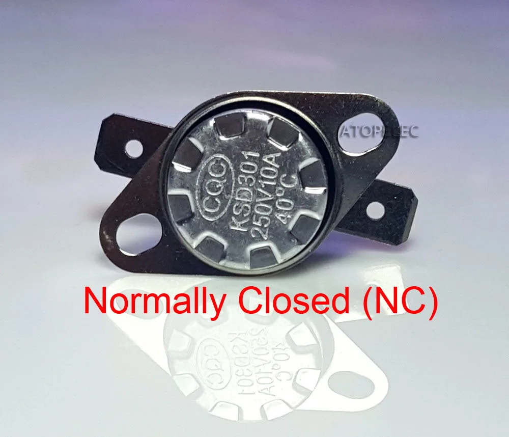 

KSD301 250V 10A Normally Closed NC Thermostat Temperature Thermal Control Switch DegC 20 25 30 35 40 45 50 55 60 65 70 75 80 85