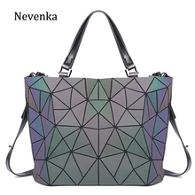 Женская светящаяся сумка Nevenka, кожаная сумка на плечо, Женские Геометрические сумки,, большая сумка-тоут для женщин, кожаная сумка через плечо
