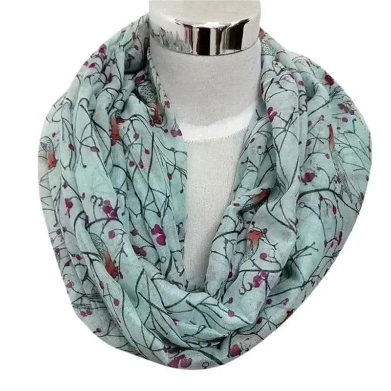 Fashion Tree Branch And Bird Scarves Womens Cute Scarf Shawl Long Soft Voile Stoles Autumn