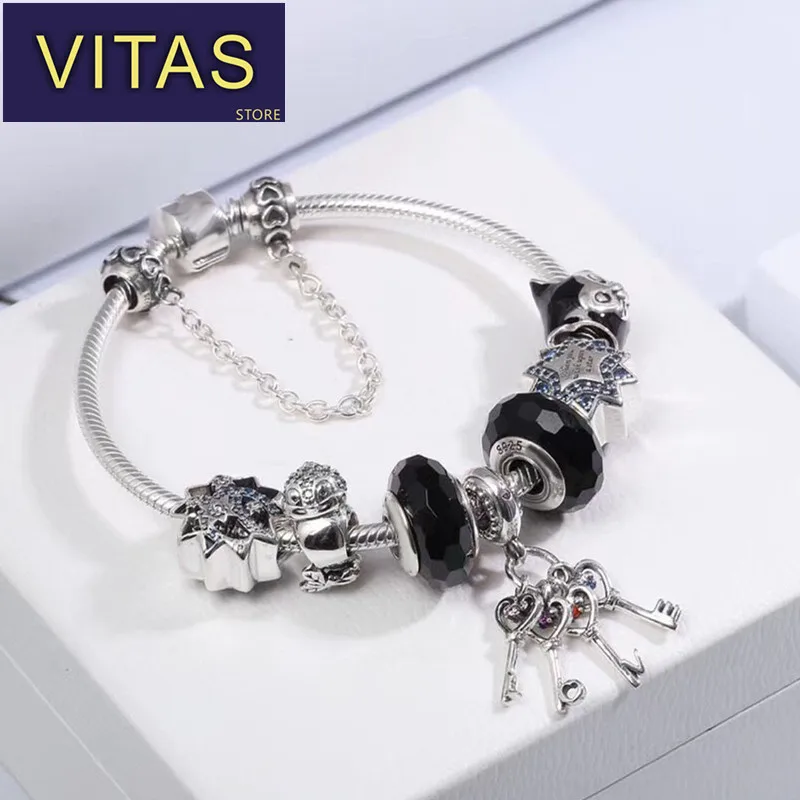 

ViTas PAN sterling silver 100% 2018 new finished bracelet young style fashion black mysterious European style