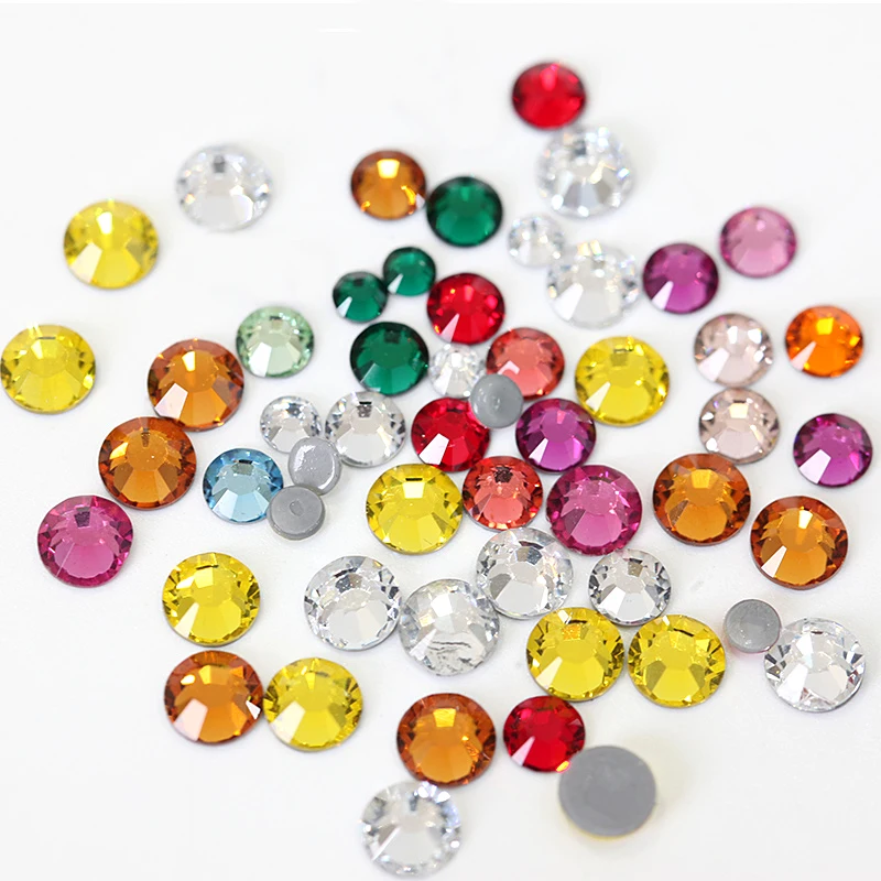 

AAAAA Grade Glass Colorful Crystal Hot Fix Rhinestones Flatback Hotfix Rhinestone Crystal Iron On Stones For Wedding Dress B0251
