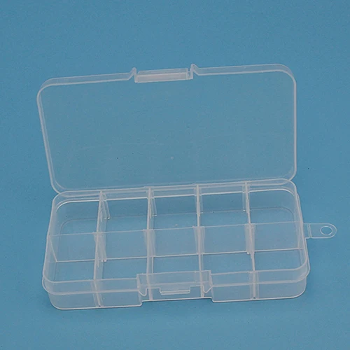 

10 Compartment Adjustable Transparent Plastic Jewelry Bead Storage Box Organizer