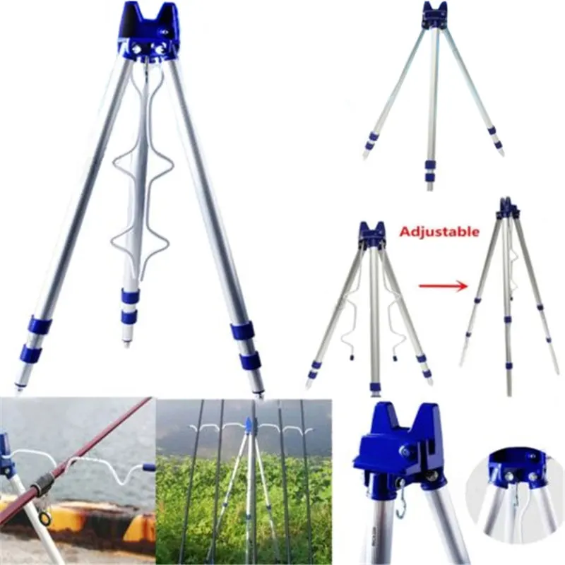 

New Arrival Outdoor Sea Beach Pond 3 Telescopic Legs Fishing Rod Rests Tripod Stand Support 5 Rods Fishing Tackle Accessory Tool